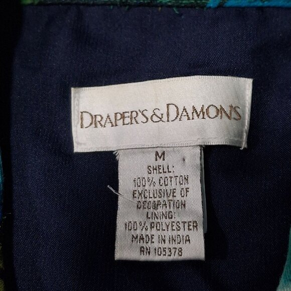 Drapers & Damons Size M Blue Multicolor Striped Jacket With Buttons 3.4 Sleeves - Picture 3 of 6